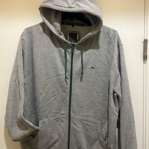 Men's Zip up Gray Color Hoodie - Gray Hoodie with Green Zip up Hoodie - New